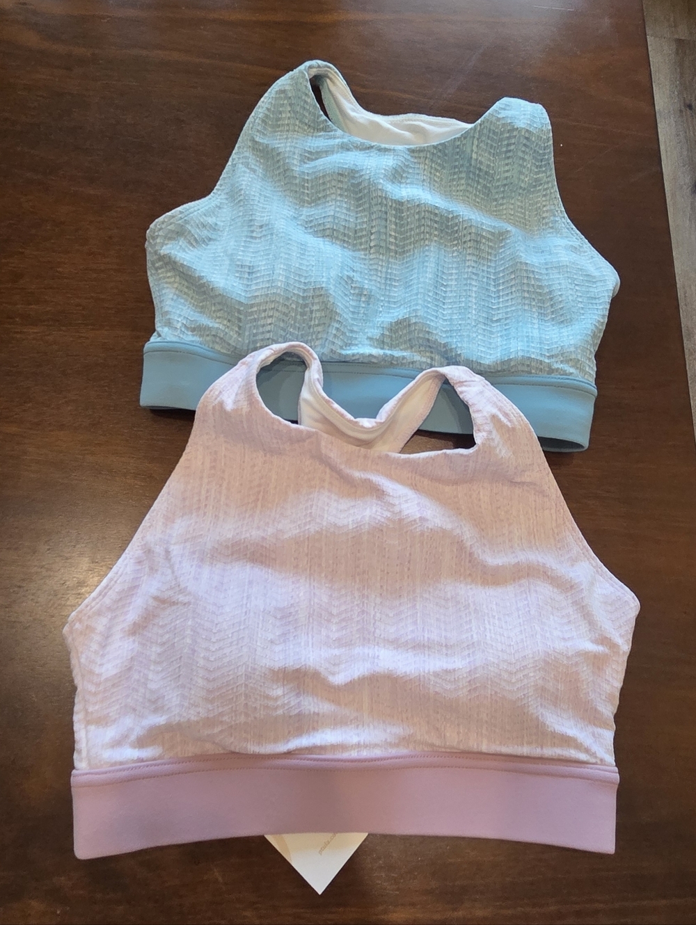 P'tula Soft Pink and White Lined Sports Bra